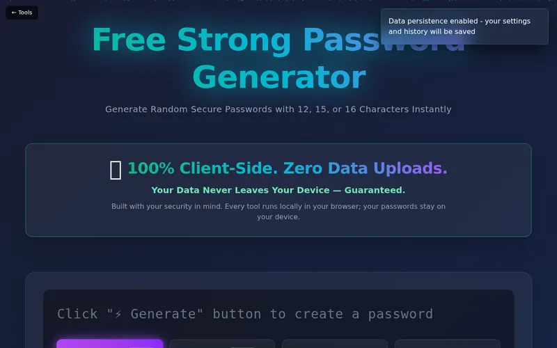 UltraPass Pro open in the browser, showing its main screen